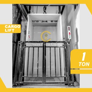 LIFT BARANG FULL SET DENGAN REM PENGAMAN KAPASITAS 1 TON UNTUK DI DALAM RUANGAN